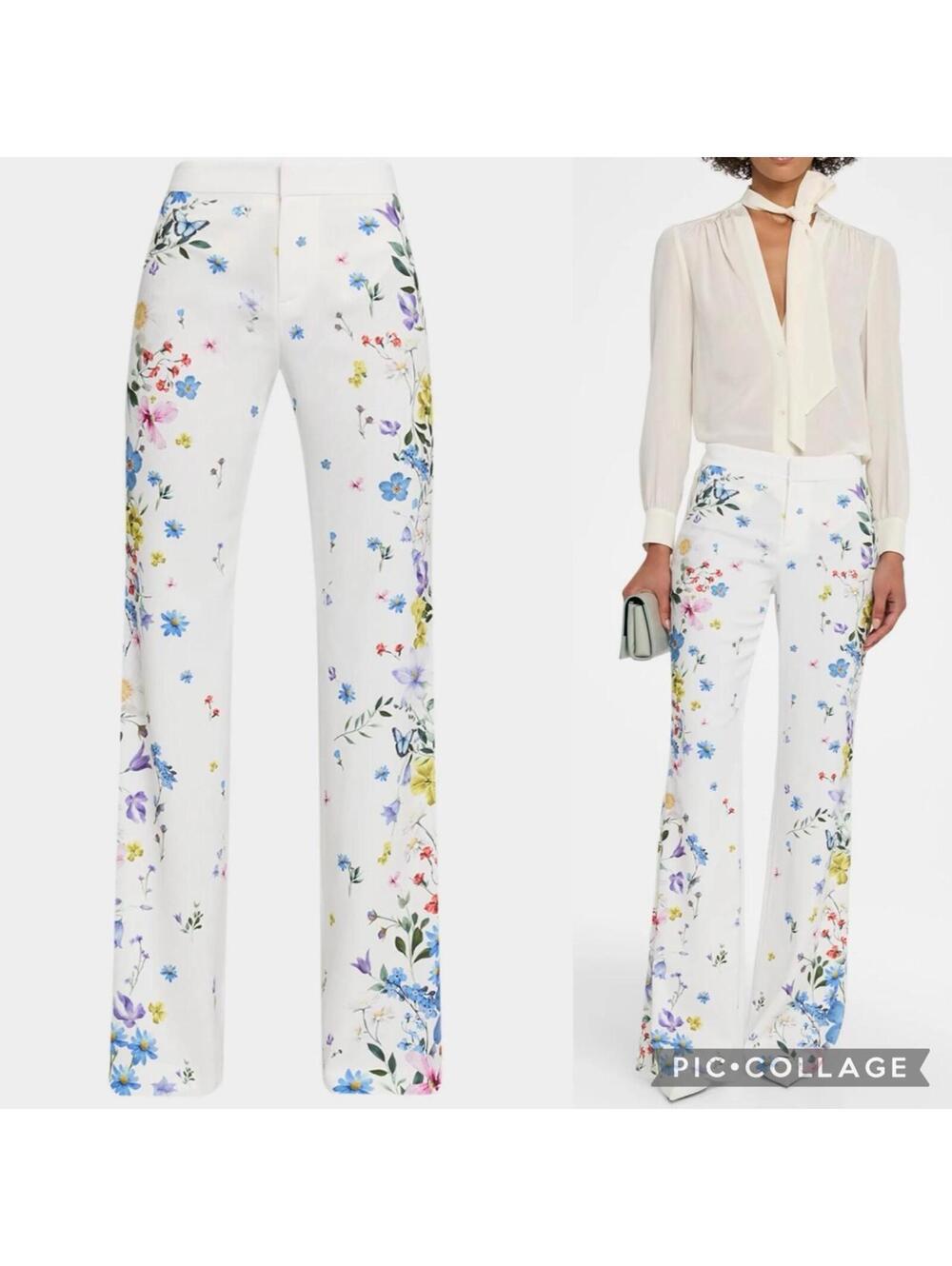 Alice + Olivia Andrew Placed Floral Slim Bootcut Pants - Picture 5 of 12